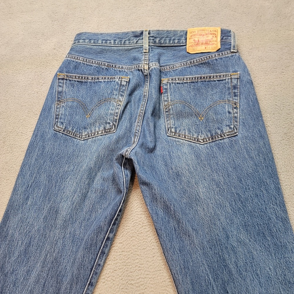Vtg Levis 501 Jeans Mens 32x35 Blue Blank R Red Tab Haiti Made Y2K 501-0193